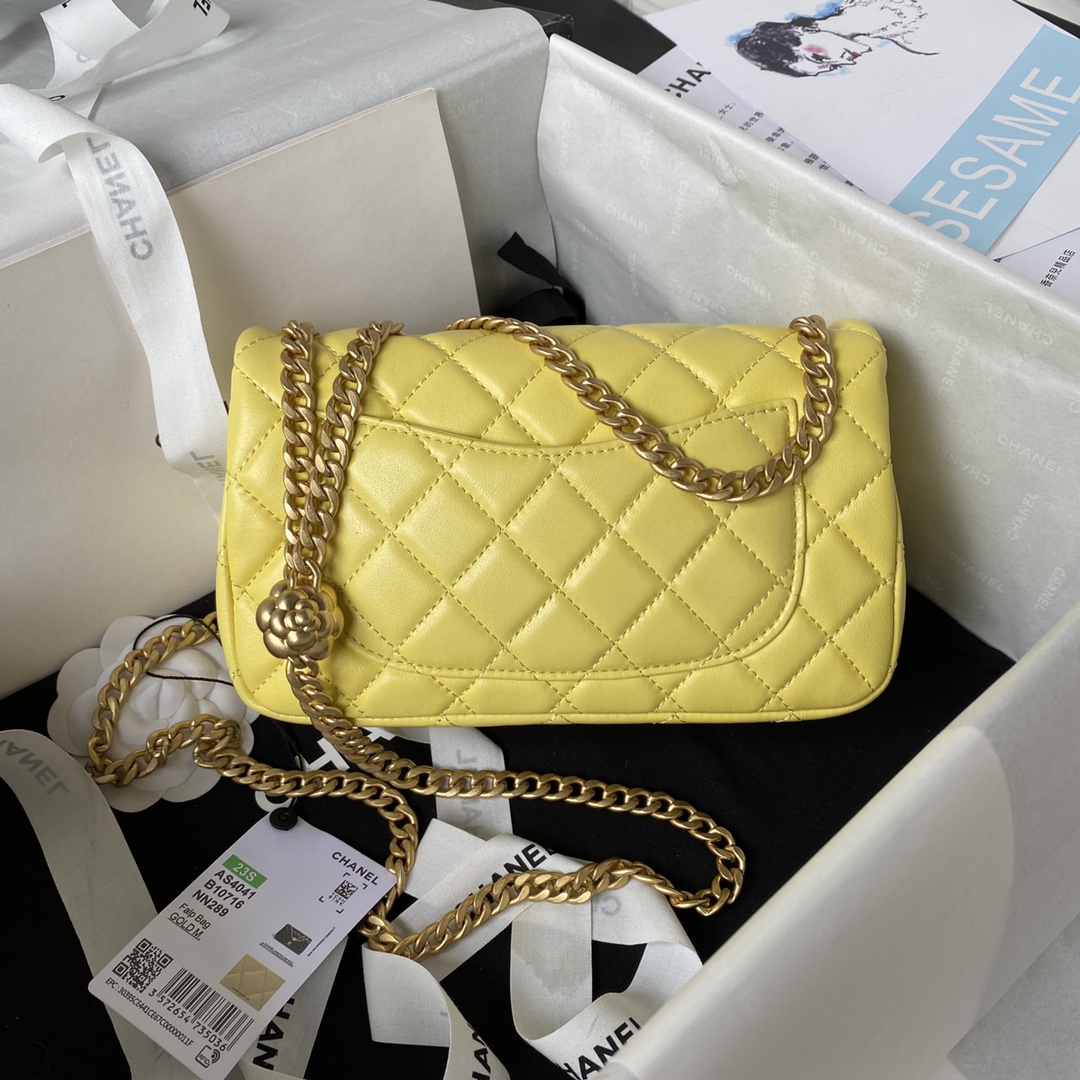 Small Classic Flap Lambskin Bag AS4041 Yellow